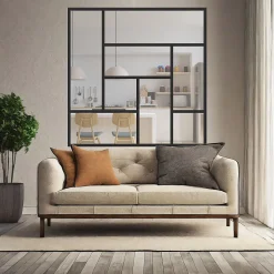 MySystem Verrière ArtDéco 8 - L x H : 150 x 150 cm - Laqué noir 9005 granité - vitrages inclus