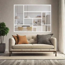 MySystem Verrière ArtDéco 8 - L x H : 170 x 125 cm - Laqué blanc 9003 granité - vitrages inclus