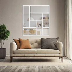 MySystem Verrière ArtDéco 8 - L x H : 110 x 125 cm - Laqué blanc 9003 granité - vitrages inclus