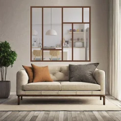 MySystem Verrière ArtDéco 7 - L x H : 150 x 150 cm - Laqué effet rouille granité - vitrages inclus