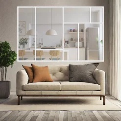 Verrière ArtDéco 7 - L x H : 190 x 125 cm - Laqué blanc 9003 granité - vitrages inclus-MySystem Discount