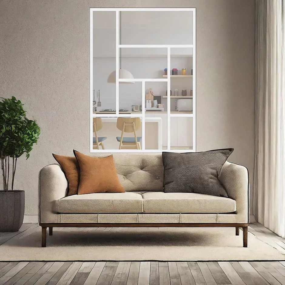 Verrière ArtDéco 8 - L x H : 110 x 150 cm - Laqué blanc 9003 granité - vitrages inclus-MySystem Clearance