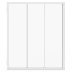 IDMarket Verrière atelier 3 vitrages L. 93 x H. 108 cm en métal blanc et verre trempé