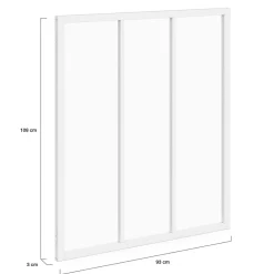 IDMarket Verrière atelier 3 vitrages L. 93 x H. 108 cm en métal blanc et verre trempé