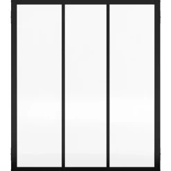 IDMarket Verrière atelier 3 vitrages L. 93 x H. 108 cm en métal noir et verre trempé