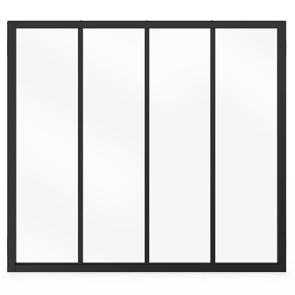 IDMarket Verrière atelier 4 vitrages L. 116 x H.108 cm en métal noir et verre trempé