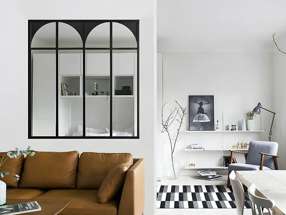 Verrière atelier art déco en aluminium thermolaqué 120x130 cm - Noir - ARCADEA-Vente-unique Hot