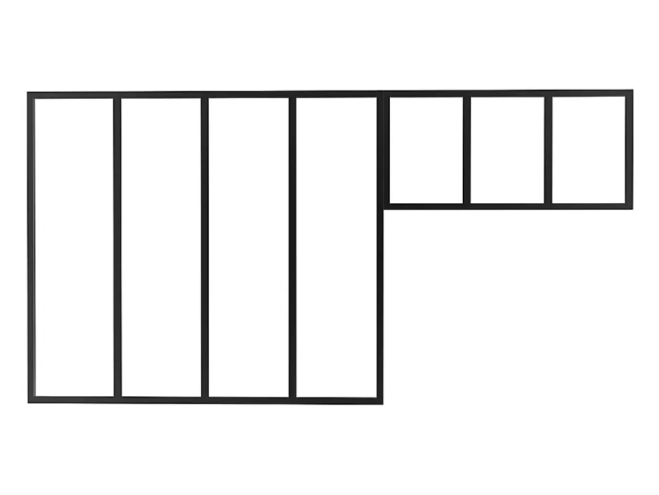 Vente-unique Verrière atelier avec imposte en aluminium thermolaqué - L120 x H105 + L83 x H40 cm - Noir - BAYVIEW