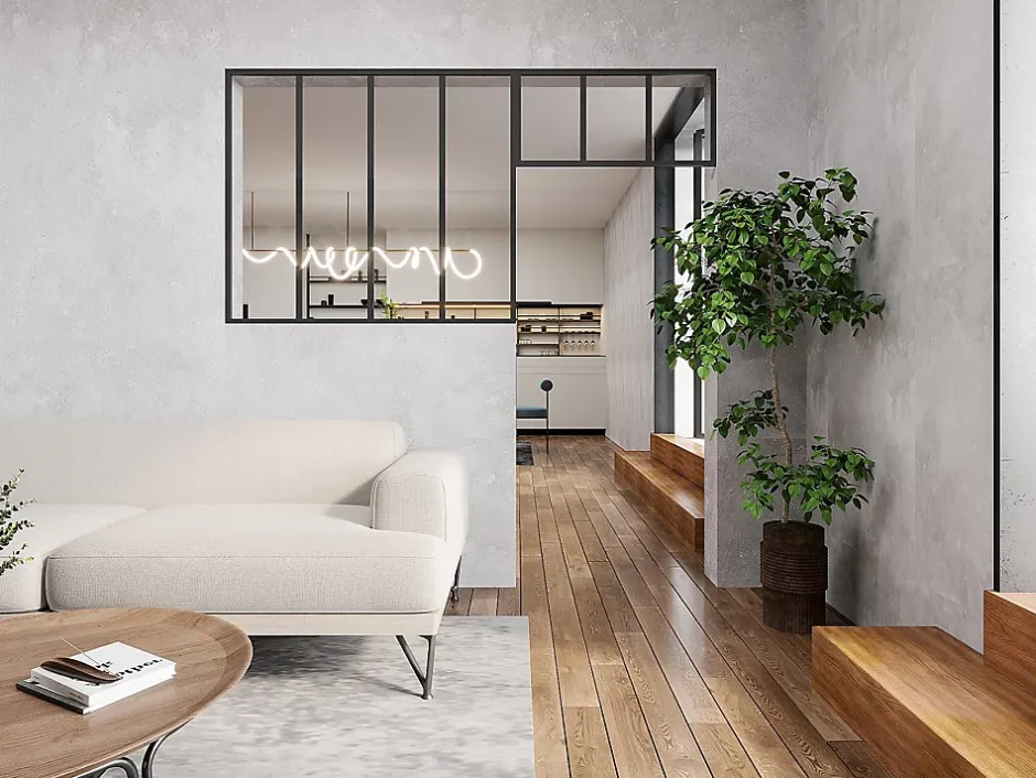 Vente-unique Verrière atelier avec imposte en aluminium thermolaqué - L120 x H105 + L83 x H40 cm - Noir - BAYVIEW