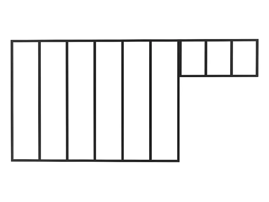 Vente-unique Verrière atelier avec imposte en aluminium thermolaqué - L180 x H130 + L83 x H40 cm - Noir - BAYVIEW