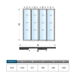 AICA Sanitaire Verrière Atelier Coulissante en Aluminium Noir- L123xH108cm,4 Panneaux en 4mm Verre Trempé,Séparation Élégante Cuisine/Salon