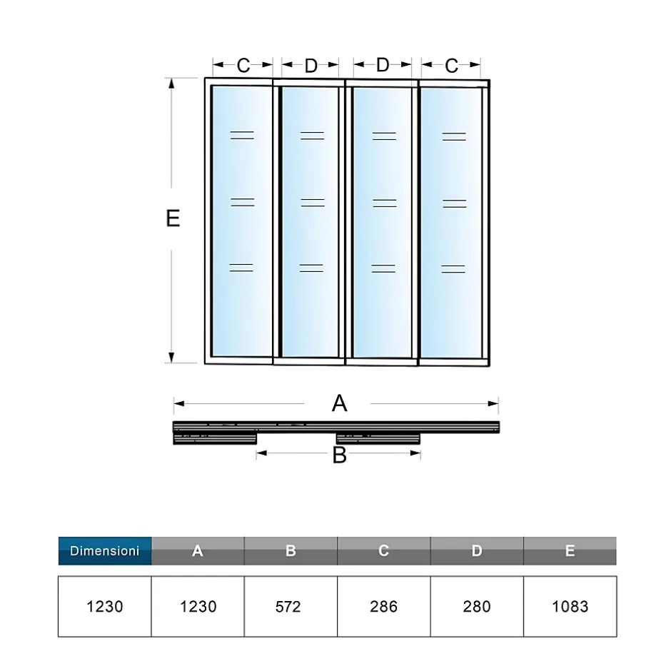 AICA Sanitaire Verrière Atelier Coulissante en Aluminium Noir- L123xH108cm,4 Panneaux en 4mm Verre Trempé,Séparation Élégante Cuisine/Salon