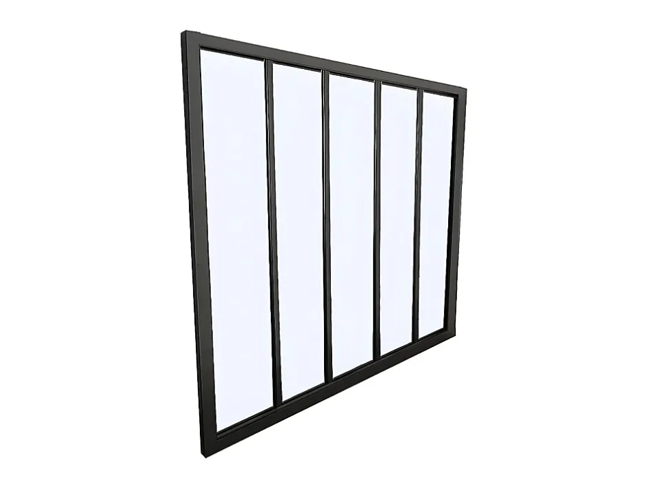 Vente-unique Verrière atelier en aluminium thermolaqué - 150x105 cm - Noir - BAYVIEW