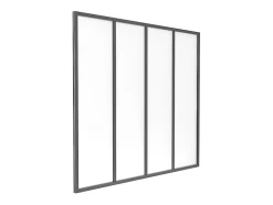 Vente-unique Verrière atelier en aluminium thermolaqué et verre dépoli - 120x105 cm - Noir - BAYVIEW