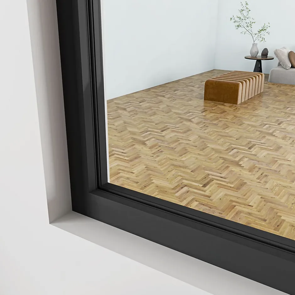 AICA Sanitaire Verrière Atelier en aluminium noir mat - 93x108cm - Noir -3 Vitrages Clairs