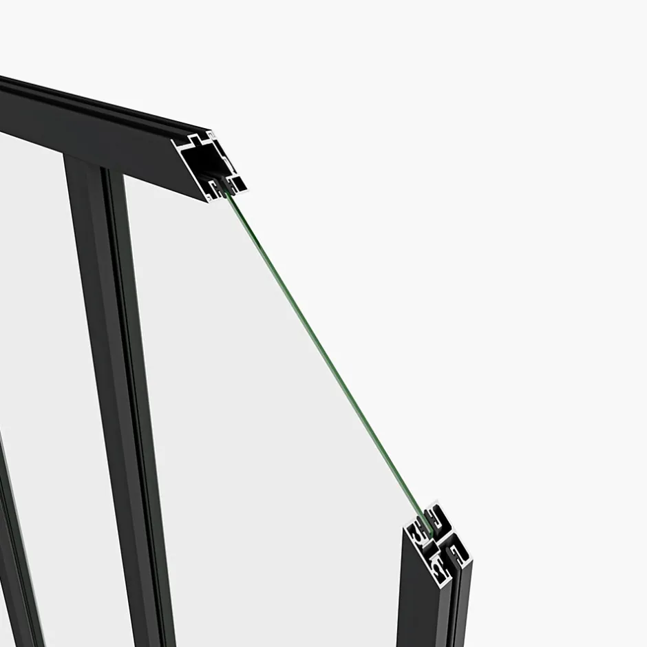 AICA Sanitaire Verrière Atelier en aluminium noir mat - 93x108cm - Noir -3 Vitrages Clairs