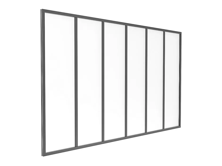 Verrière atelier en aluminium thermolaqué et verre dépoli - 180x105 cm - Noir - BAYVIEW-Vente-unique New