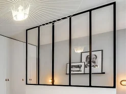 Verrière atelier en aluminium thermolaqué et verre dépoli - 180x105 cm - Noir - BAYVIEW-Vente-unique New