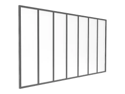 Vente-unique Verrière atelier en aluminium thermolaqué et verre dépoli - 210x105 cm - Noir - BAYVIEW