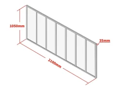 Vente-unique Verrière atelier en aluminium thermolaqué et verre dépoli - 210x105 cm - Noir - BAYVIEW