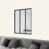 Verrière atelier en aluminium thermolaqué et 4mm verre trempé - L.93 x H.108 cm - Noir - Luminosité Maximale-AICA Sanitaire Outlet