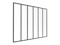 Vente-unique Verrière atelier en aluminium thermolaqué et verre dépoli - 180 x 130 cm - Noir - BAYVIEW