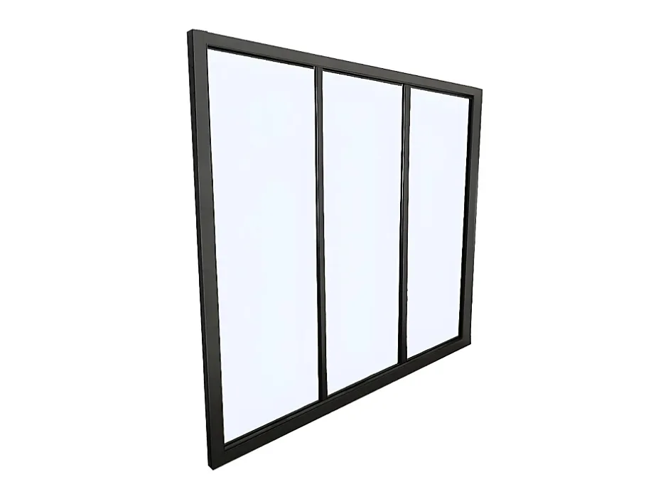 Vente-unique Verrière atelier en aluminium thermolaqué - 90x105 cm - Noir - BAYVIEW