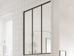 Vente-unique Verrière atelier en aluminium thermolaqué - 90x105 cm - Noir - BAYVIEW