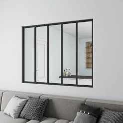 Verrière Atelier en aluminium noir mat - 153x108cm - Noir -5 Vitrages Clairs-AICA Sanitaire Discount