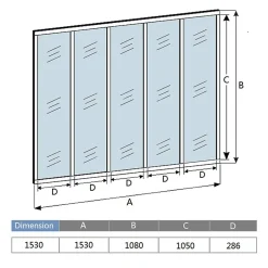 Verrière Atelier en aluminium noir mat - 153x108cm - Noir -5 Vitrages Clairs-AICA Sanitaire Discount
