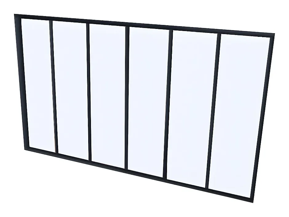 Vente-unique Verrière atelier en aluminium thermolaqué - 180x105 cm - Noir - BAYVIEW