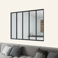 Verrière atelier en aluminium thermolaqué et 4mm verre trempé - L.153 x H.108 cm - Noir - Luminosité Maximale-AICA Sanitaire New