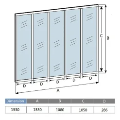 Verrière atelier en aluminium thermolaqué et 4mm verre trempé - L.153 x H.108 cm - Noir - Luminosité Maximale-AICA Sanitaire New