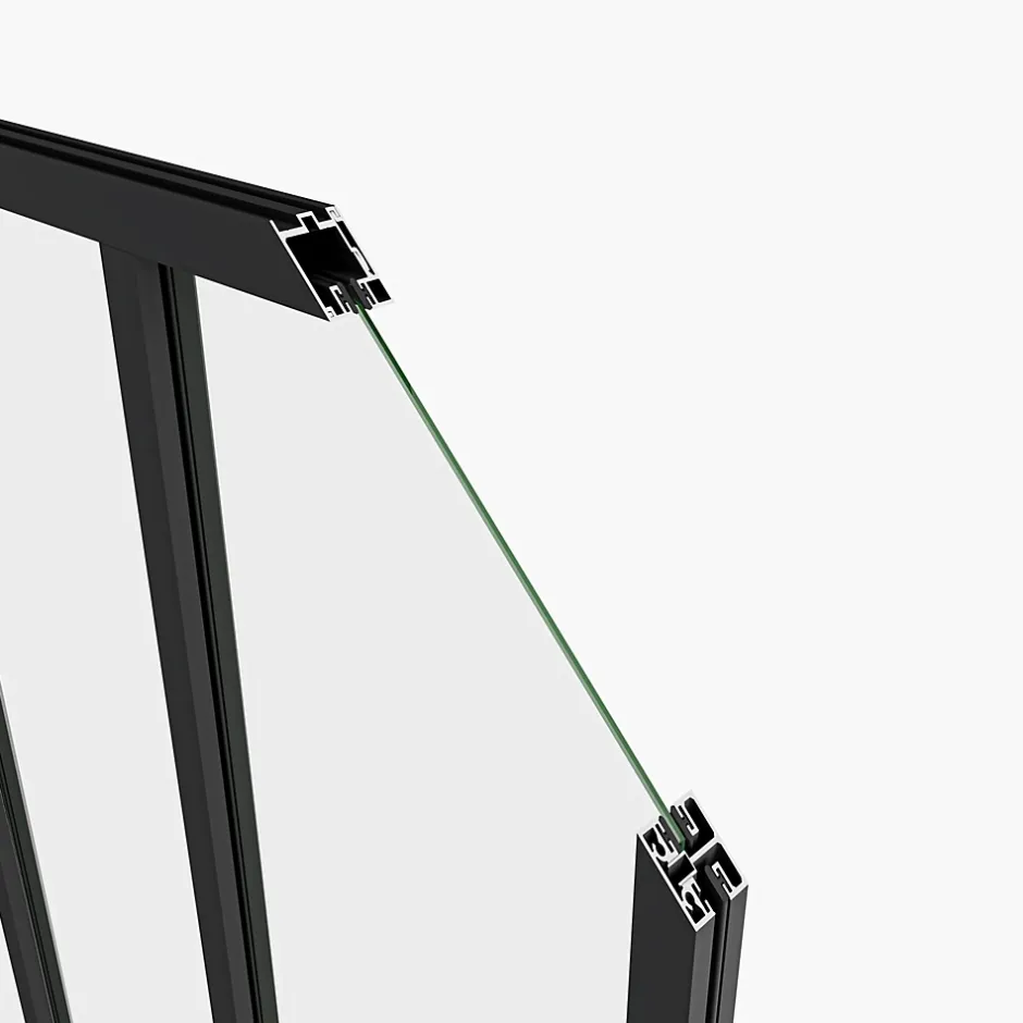 Verrière atelier en aluminium thermolaqué et 4mm verre trempé - L.153 x H.108 cm - Noir - Luminosité Maximale-AICA Sanitaire New