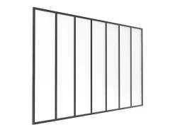 Verrière atelier en aluminium thermolaqué et verre dépoli - 210 x 130 cm - Noir - BAYVIEW-Vente-unique Sale