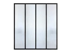 Vente-unique Verrière atelier en aluminium thermolaqué et verre trempé texturé 120x105 cm - Noir - VIETRA