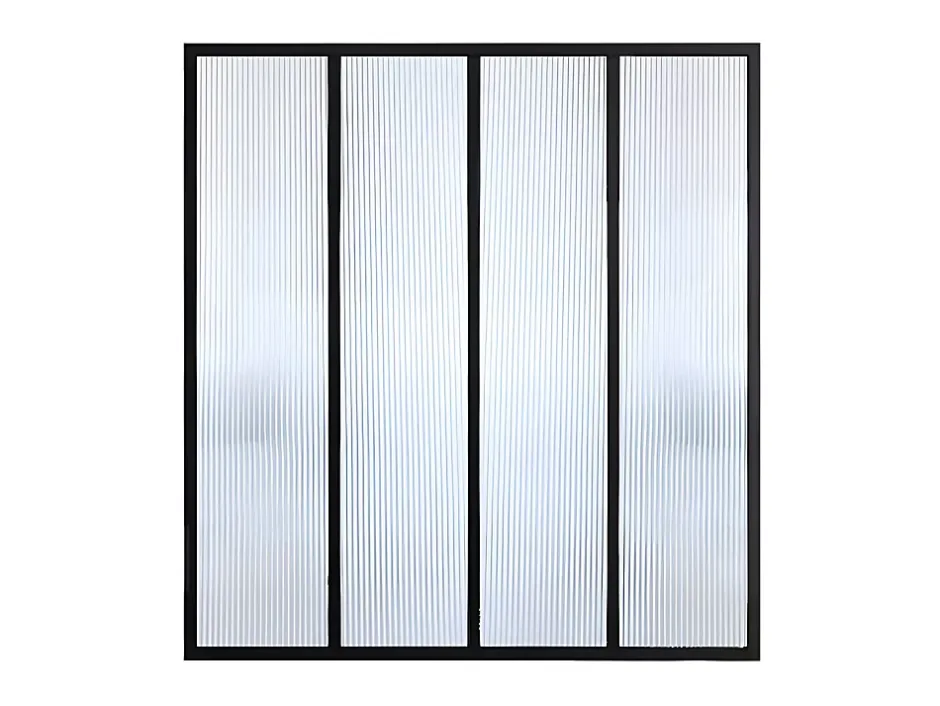 Vente-unique Verrière atelier en aluminium thermolaqué et verre trempé texturé 120x105 cm - Noir - VIETRA