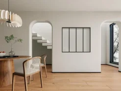 Vente-unique Verrière atelier en aluminium thermolaqué et verre trempé texturé 120x105 cm - Noir - VIETRA