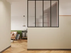 Vente-unique Verrière atelier en aluminium thermolaqué et verre trempé texturé 120x105 cm - Noir - VIETRA