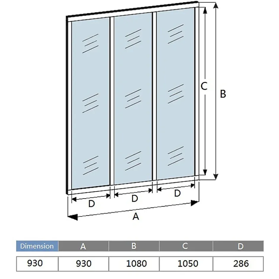 AICA Sanitaire Verrière Atelier fixe - L.93 x H.108cm - aluminium noir mat - 3 carreaux, vitrage trempé 4mm