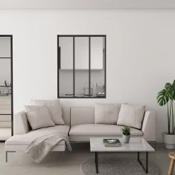 AICA Sanitaire Verrière Atelier Noir 93 x 108 cm - Aluminium , Verre Trempé 4 mm - 3 vitrages - AICA