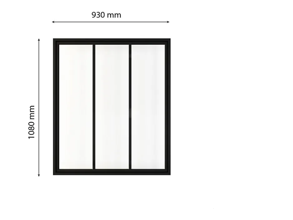 Verrière atelier - H.108xl.93 - 3 vitrages - transparent - cadre et profilés noir mat-Schulte Clearance