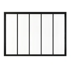Verrière atelier - H.108xl.153- 5 vitrages -transparent -cadre et profilés noir mat-Schulte Outlet