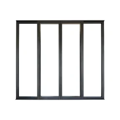 Verrière coulissante 4 carreaux transparents, coloris noir mat H108 x l.123cm