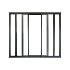 Verrière coulissante 4 carreaux transparents, coloris noir mat H108 x l.123cm