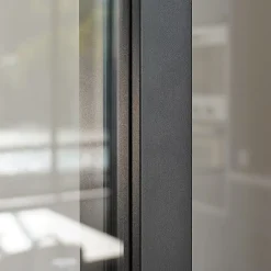 Verrière coulissante 4 carreaux transparents, coloris noir mat H108 x l.123cm