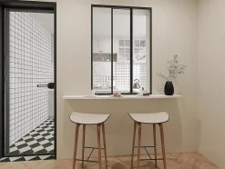 Verrière coulissante en aluminium thermolaqué noir 90 x 130 cm - RAVENA-Vente-unique Best