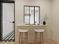 Vente-unique Verrière coulissante en aluminium thermolaqué noir 90 x105 cm - RAVENA