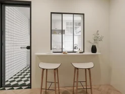 Vente-unique Verrière coulissante en aluminium thermolaqué noir 90 x105 cm - RAVENA