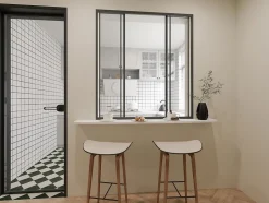 Vente-unique Verrière coulissante en aluminium thermolaqué noir 120x130 cm - RAVENA